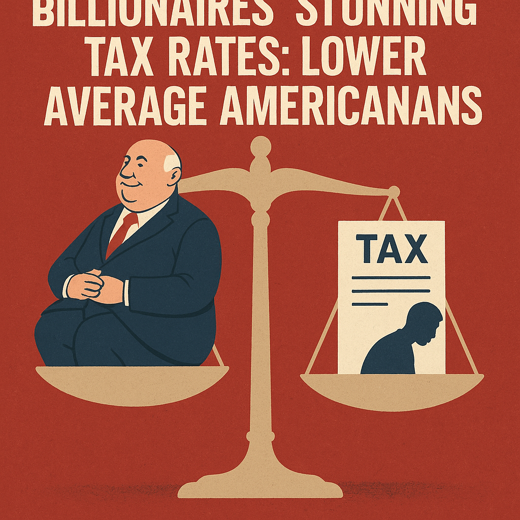 Generate a high-quality, relevant image prompt for an article about: Billionaires’ Stunning Tax Rate