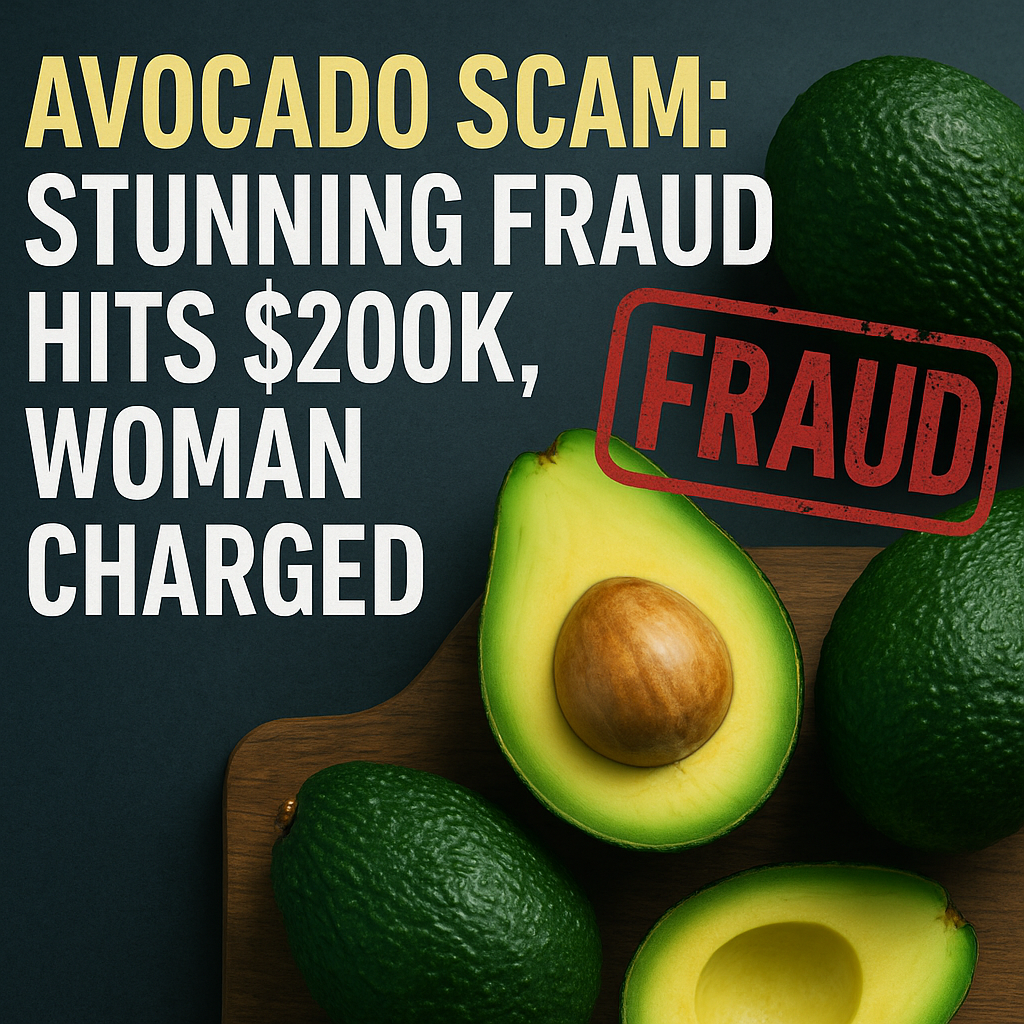 Generate a high-quality, relevant image prompt for an article about: Avocado Scam: Stunning Fraud Hi