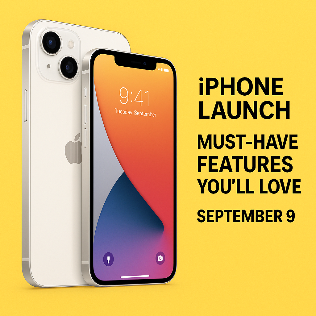 Generate a high-quality, relevant image prompt for an article about: iPhone Launch: Must-Have Featur