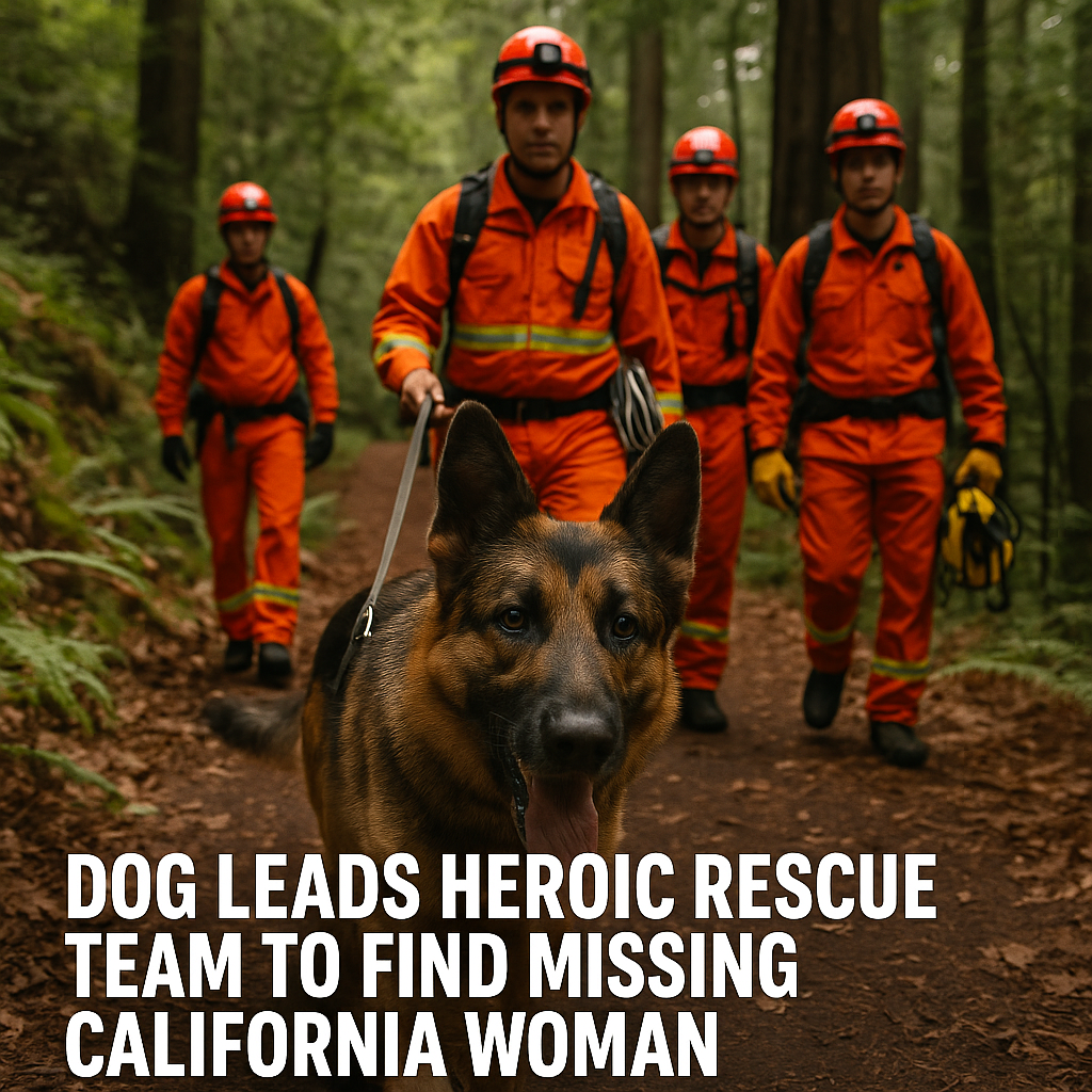 Generate a high-quality, relevant image prompt for an article about: Dog Leads Heroic Rescue Team to
