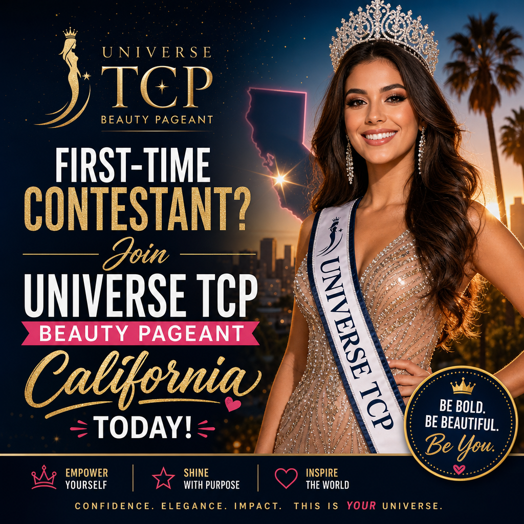 Smiling diverse women wearing sashes and crowns at the Universe TCP Beauty Pageant California event.