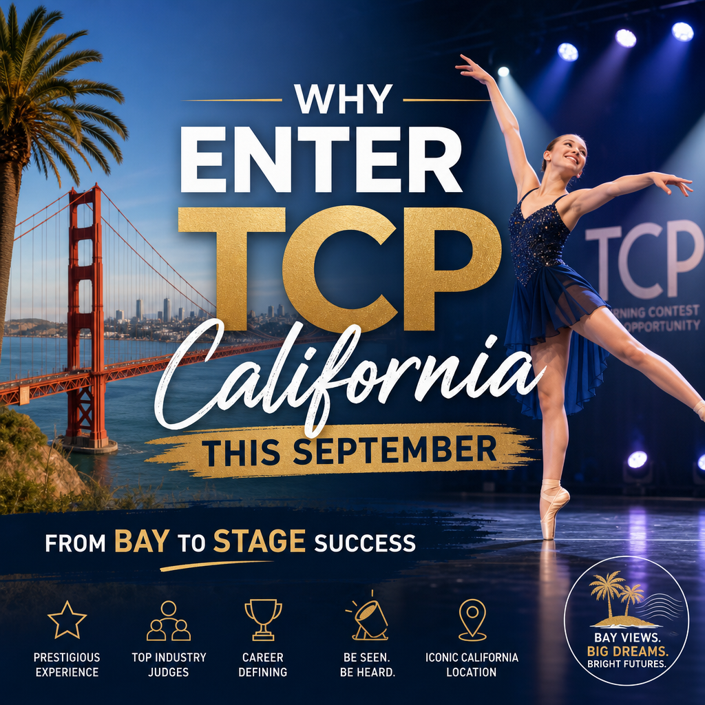Dancers performing on stage with a lively crowd, promoting TCP California dance competition this September.