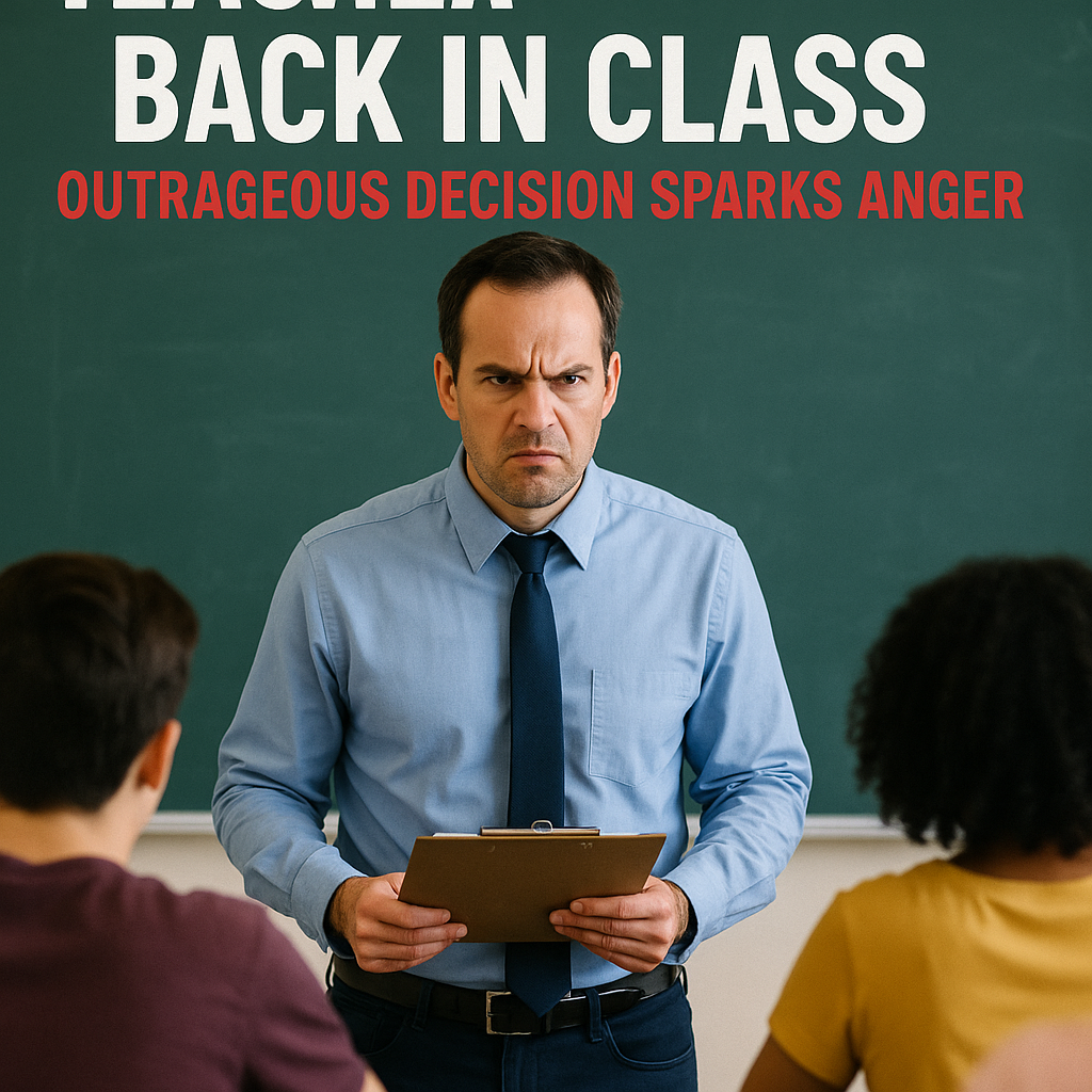 Generate a high-quality, relevant image prompt for an article about: Teacher Back in Class: Outrageo