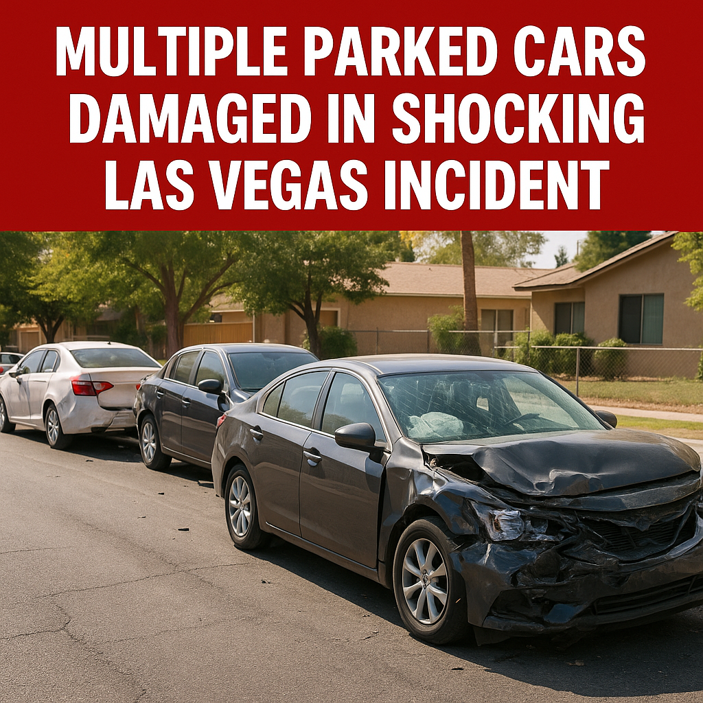 Generate a high-quality, relevant image prompt for an article about: Multiple Parked Cars Damaged in