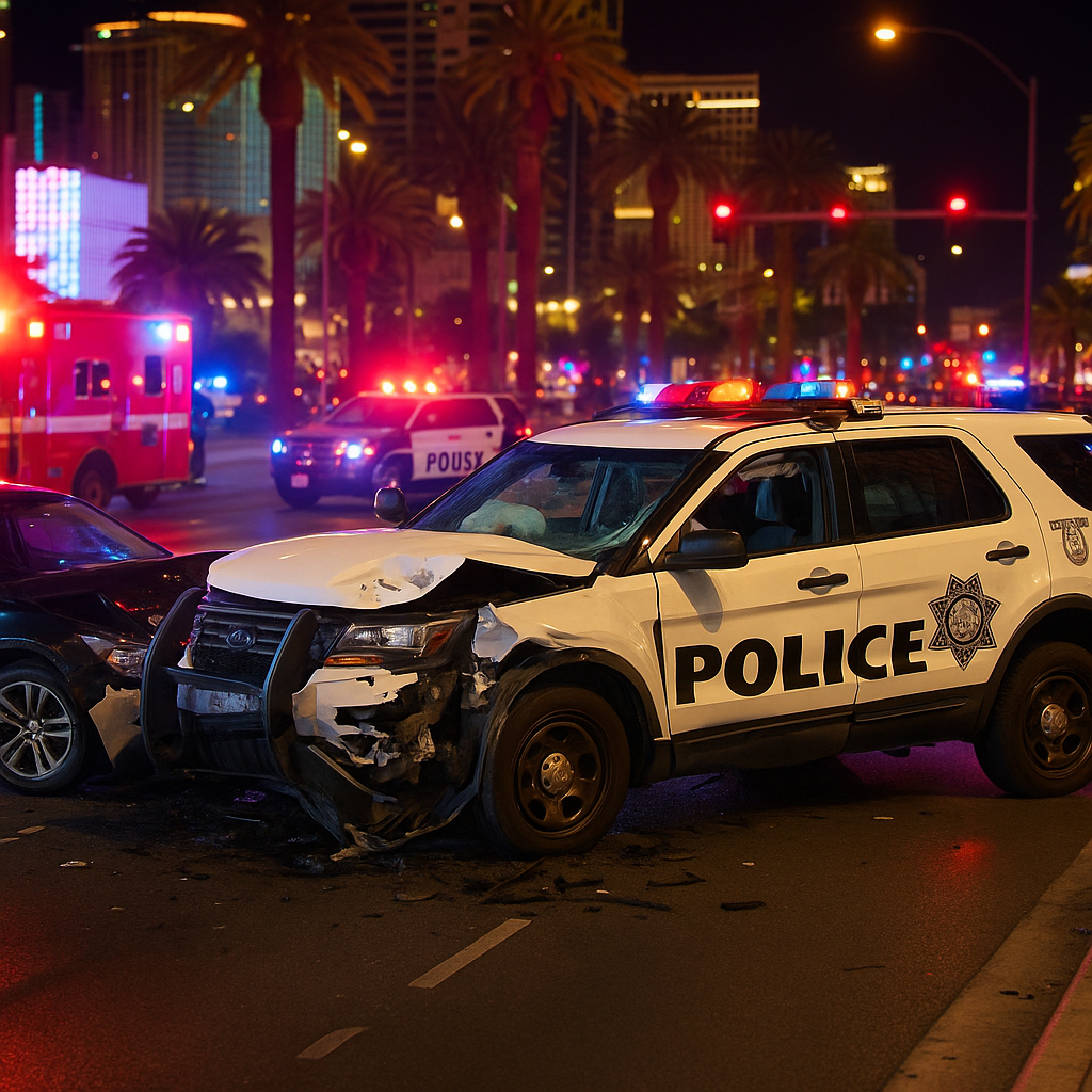 Generate a high-quality, relevant image prompt for an article about: Las Vegas Officer Injured: Shoc