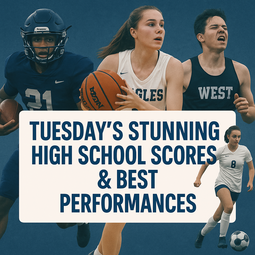 Generate a high-quality, relevant image prompt for an article about: Tuesday’s Stunning High School