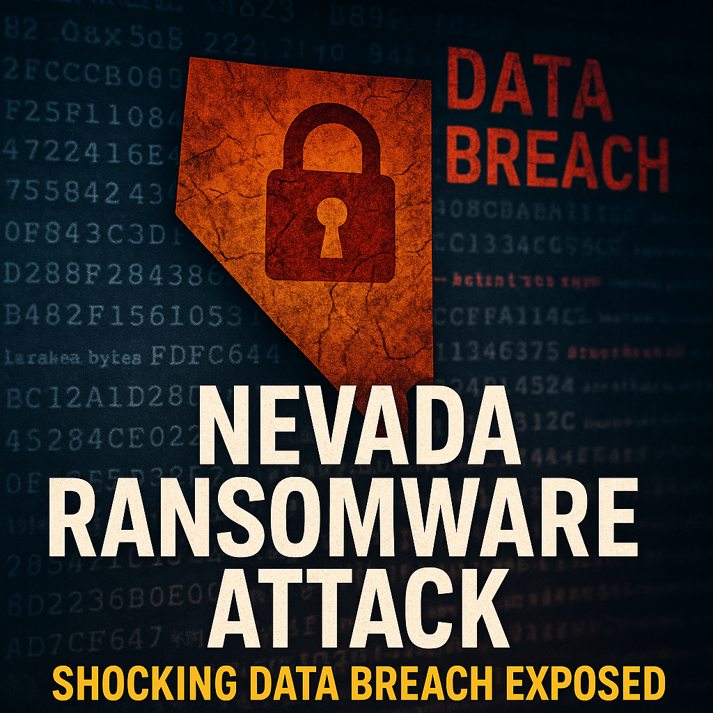 Generate a high-quality, relevant image prompt for an article about: Nevada Ransomware Attack: Shock