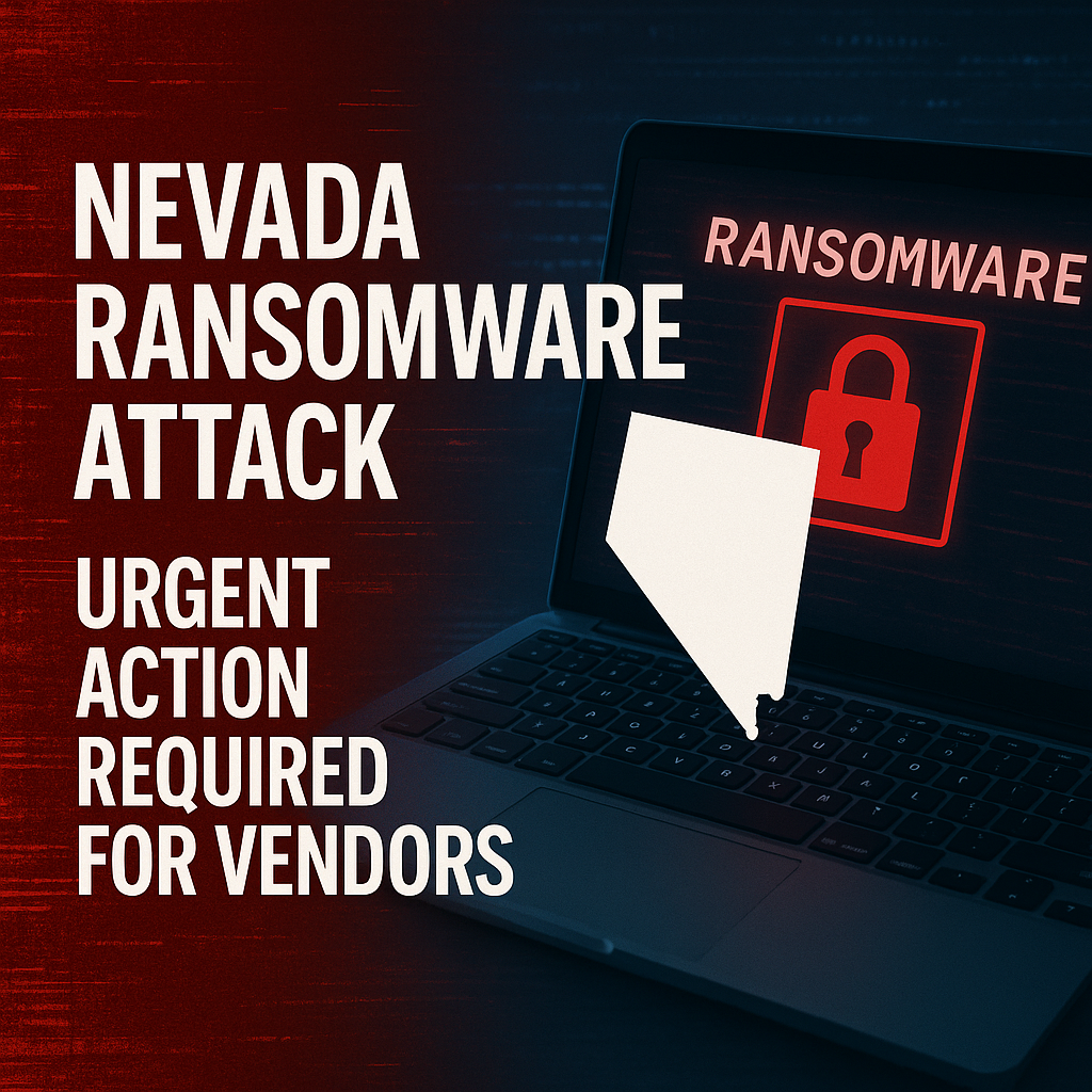 Generate a high-quality, relevant image prompt for an article about: Nevada Ransomware Attack: Urgen