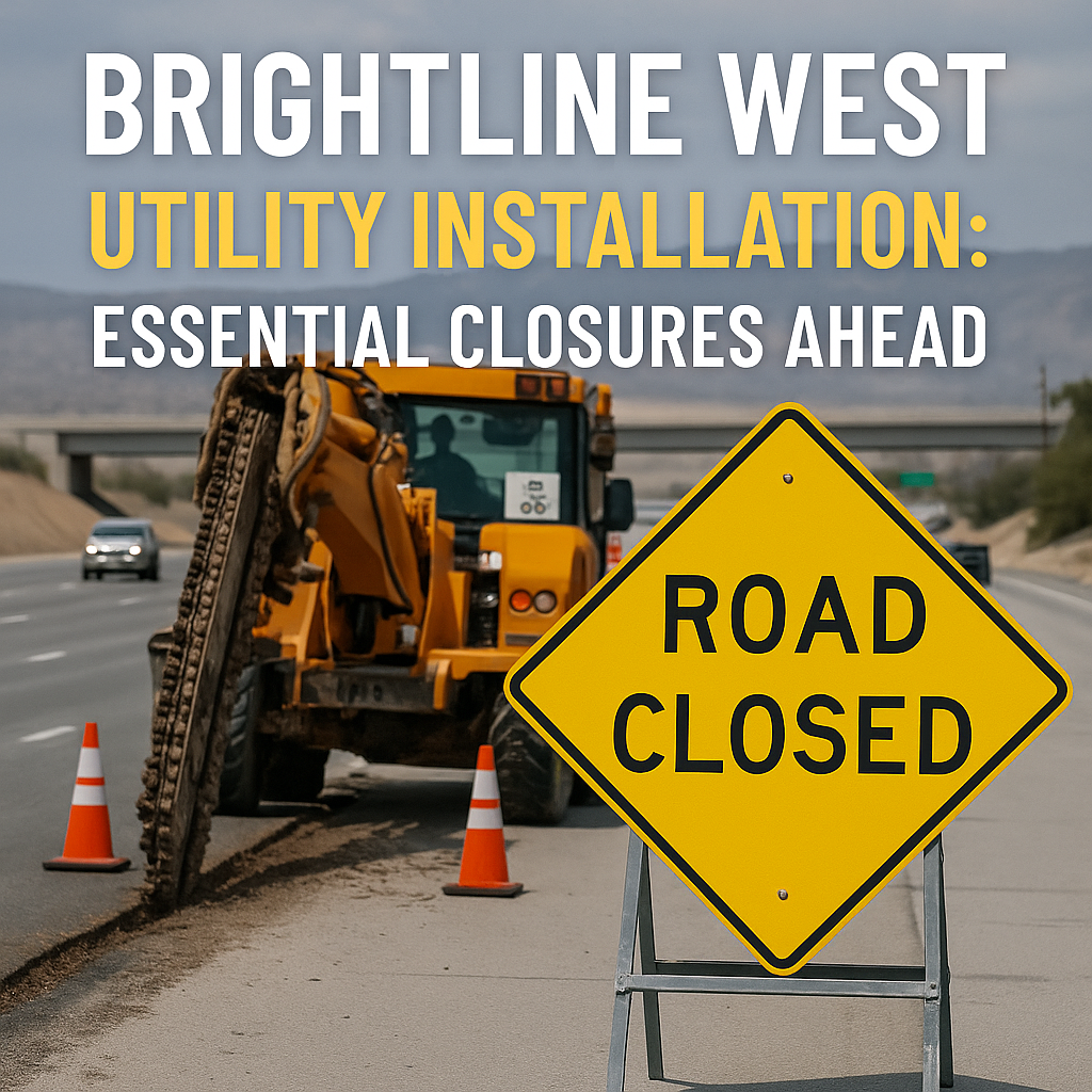 Generate a high-quality, relevant image prompt for an article about: Brightline West Utility Install