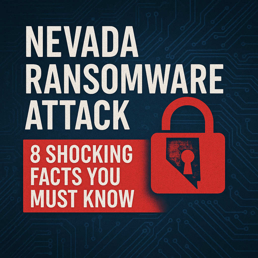 Generate a high-quality, relevant image prompt for an article about: Nevada Ransomware Attack: 8 Sho