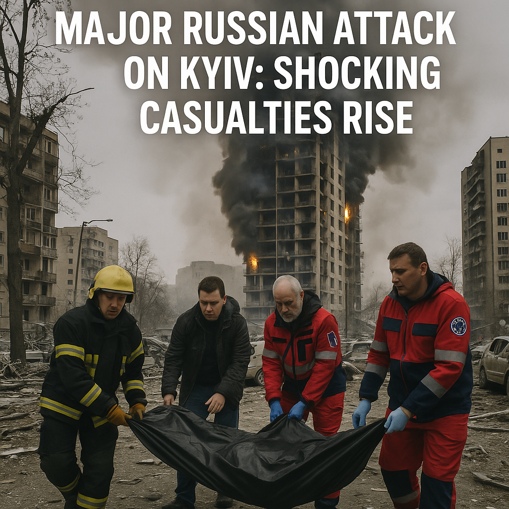 Generate a high-quality, relevant image prompt for an article about: Major Russian Attack on Kyiv: S