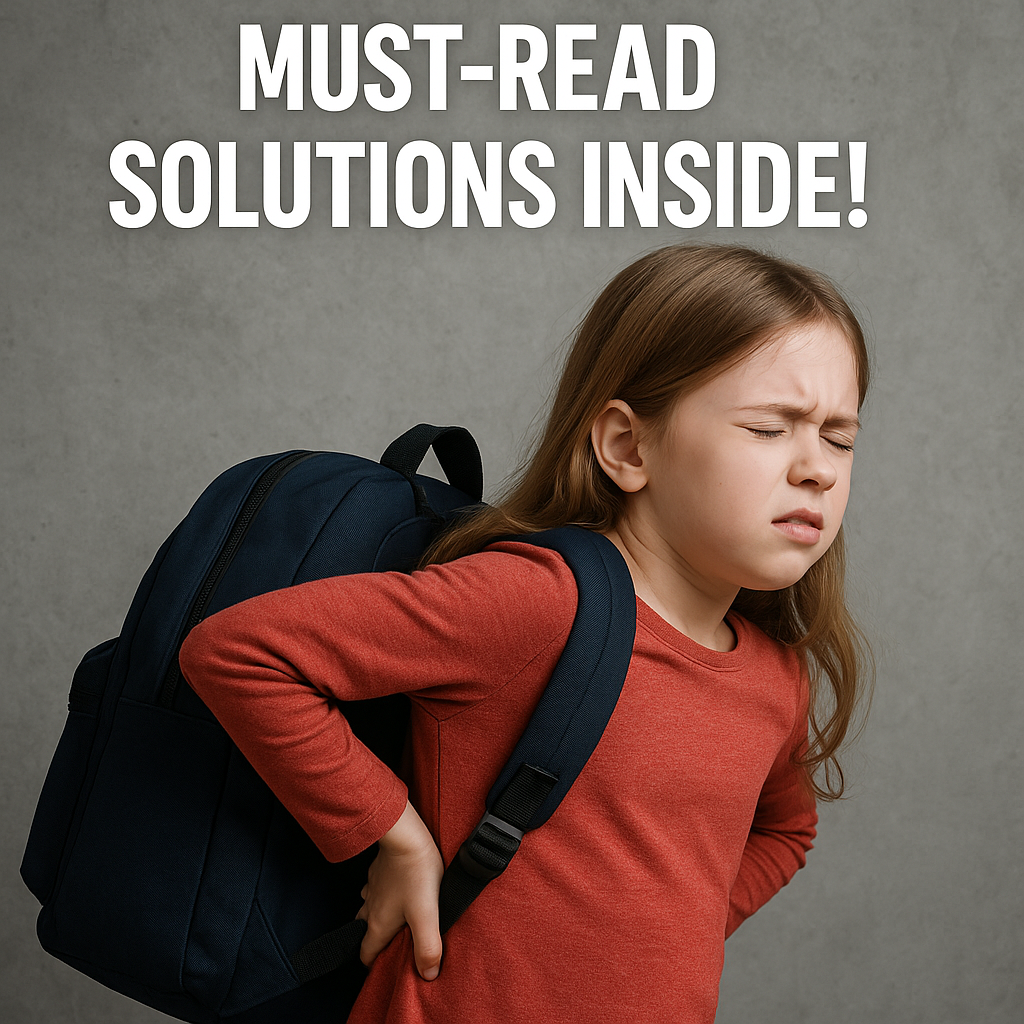 Generate a high-quality, relevant image prompt for an article about: Backpacks Hurting Kids’ Backs