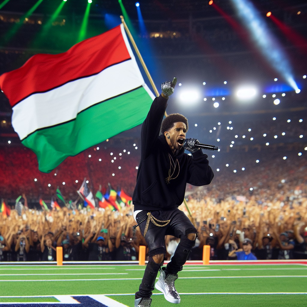 Activist Waves Palestinian Flag During Lamar's Super Bowl Performance