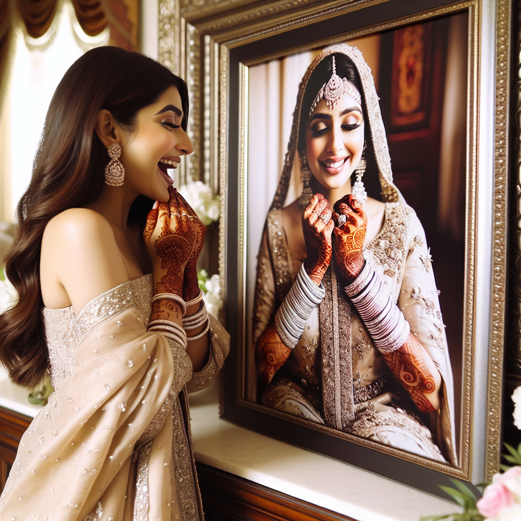 Bride's Heartwarming Reaction to Her Wedding Portrait