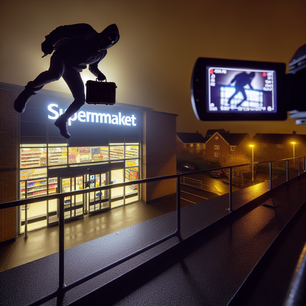 Burglar in UK Captured on Video Entering Supermarket Through Roof