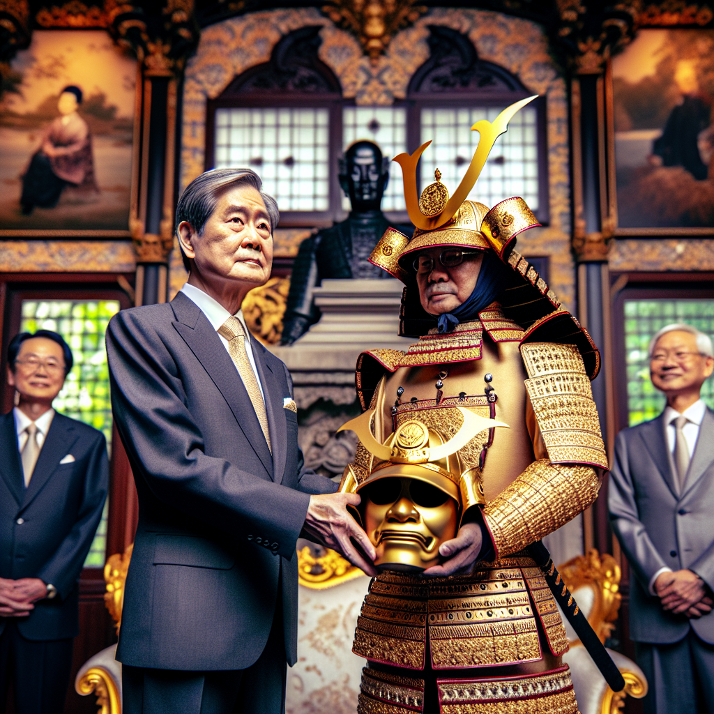Japanese Prime Minister Presents Trump with Golden Samurai Helmet at White House Meeting