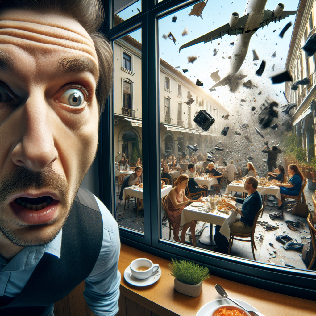 Man in Restaurant Struck by Debris from Philadelphia Plane Crash Caught on Camera