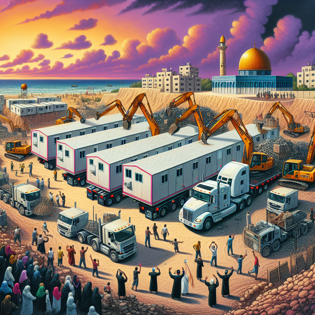Mobile Homes Transported into Gaza by Bulldozers and Trucks