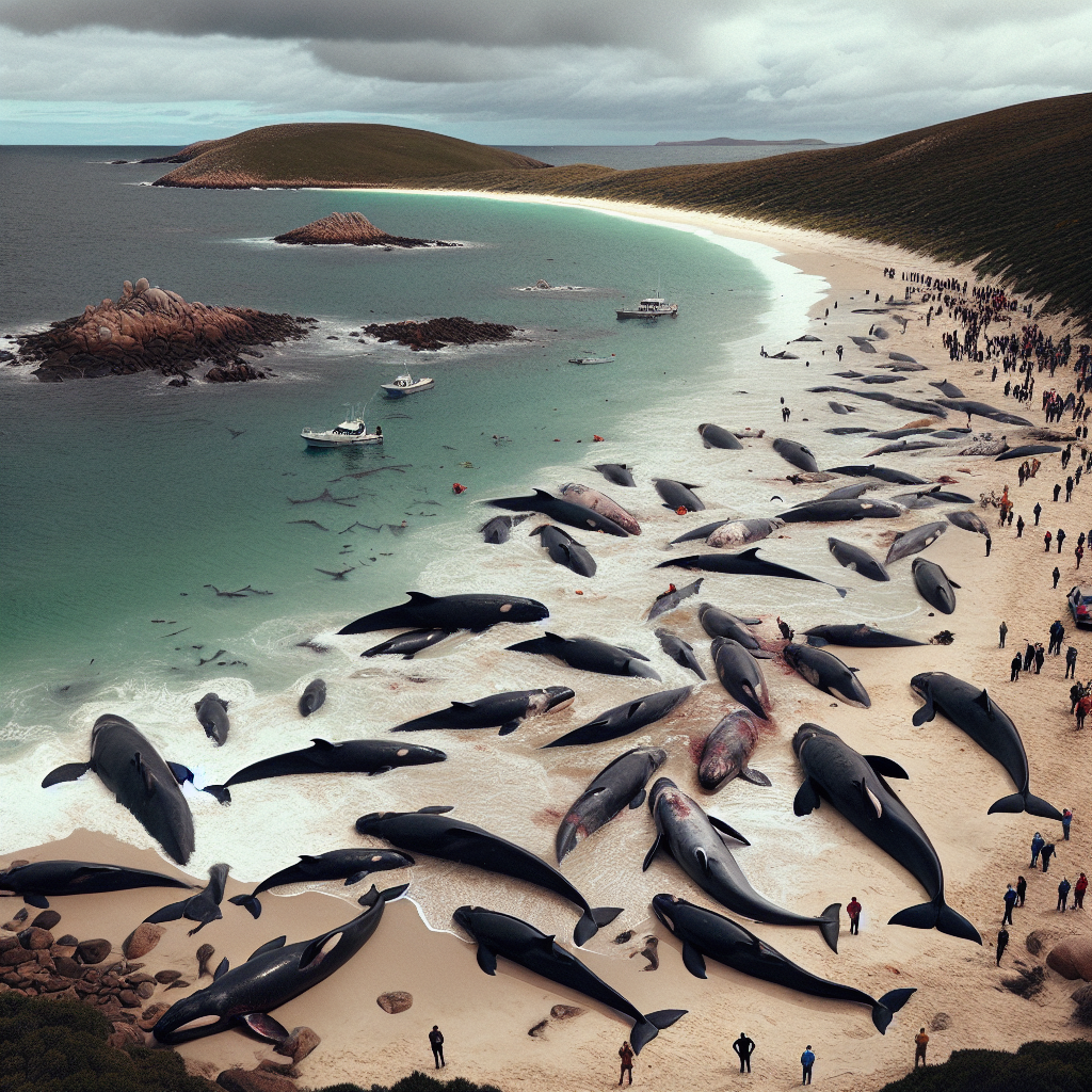 Over 150 False Killer Whales Stranded on Tasmania Beach in Australia