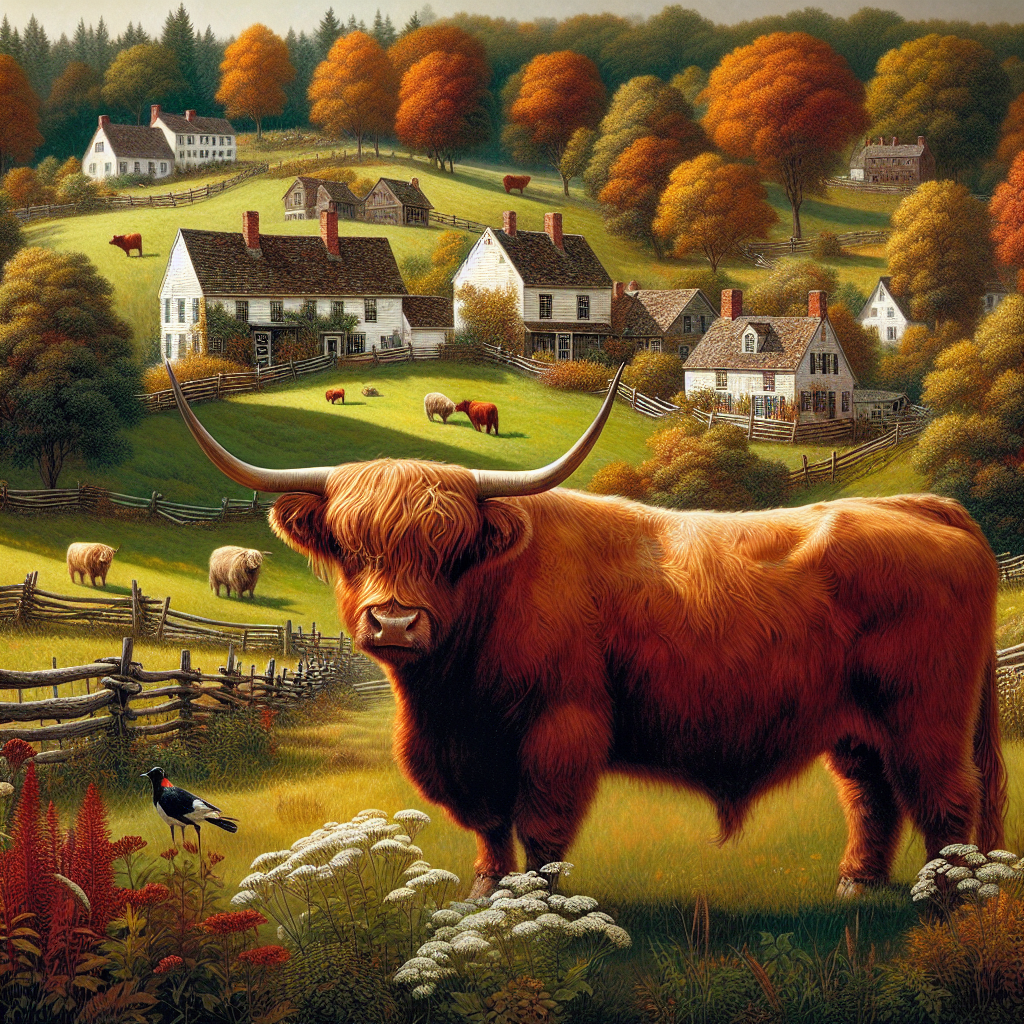 Scottish Highland Bull Roams Free in Connecticut's Countryside