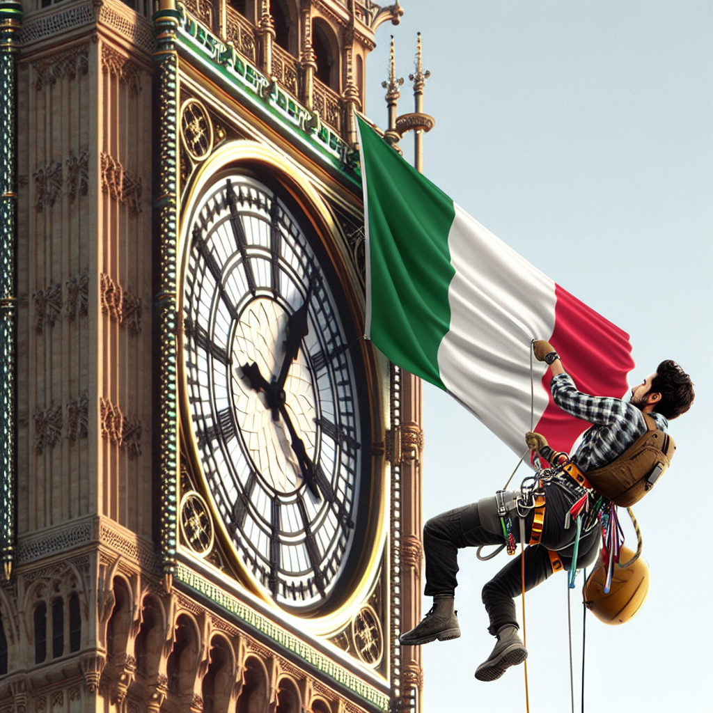 Activist Scales Big Ben in London, Unfurls Palestinian Flag