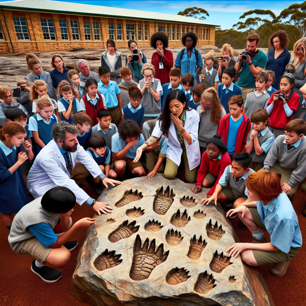 Discovery of 66 Dinosaur Footprints at Australian School Rock