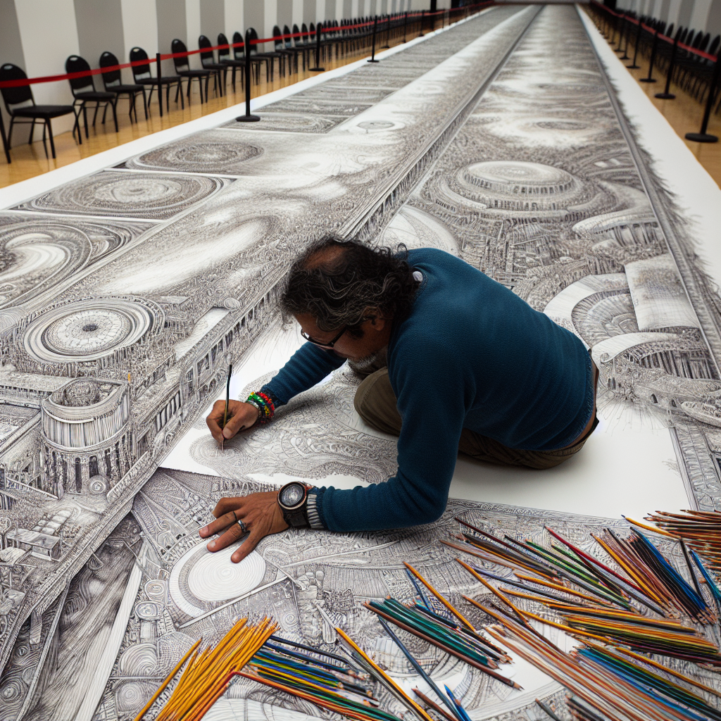 Ecuadorian Artist Attempts World Record with Longest Drawing