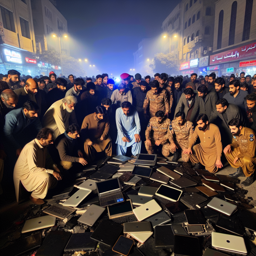 Islamabad Residents Seize Laptops Following Fake Call Centre Bust Caught on Camera