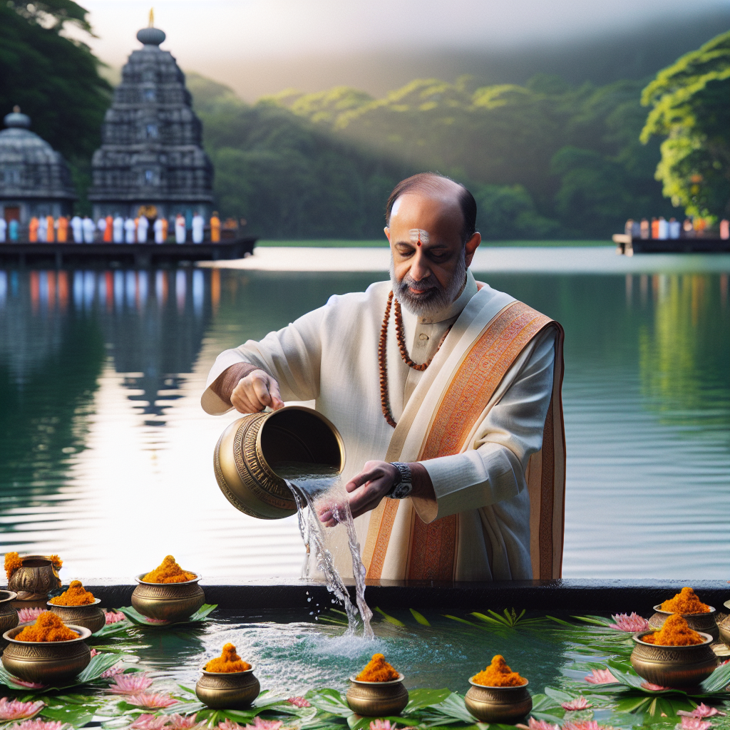 PM Modi Pours Sacred Gangajal into Mauritius' Grand Bassin from Maha Kumbh