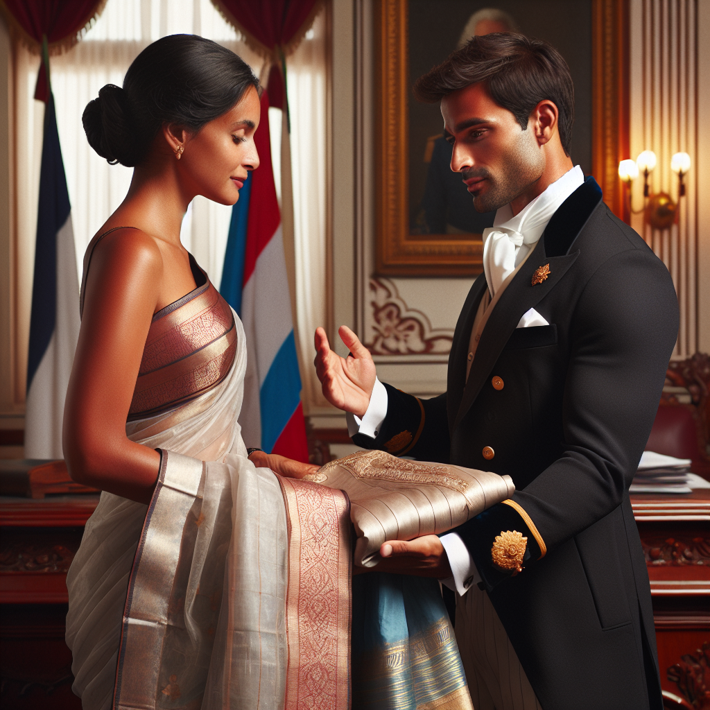 PM Modi Presents Banarasi Saree to Mauritius First Lady Brinda Gokhool