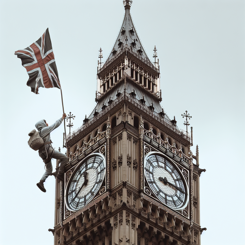 Protester Climbing Big Ben with Palestine Flag Detained