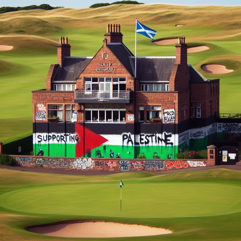 Trump's Scottish Golf Resort Defaced with Pro-Palestine Graffiti