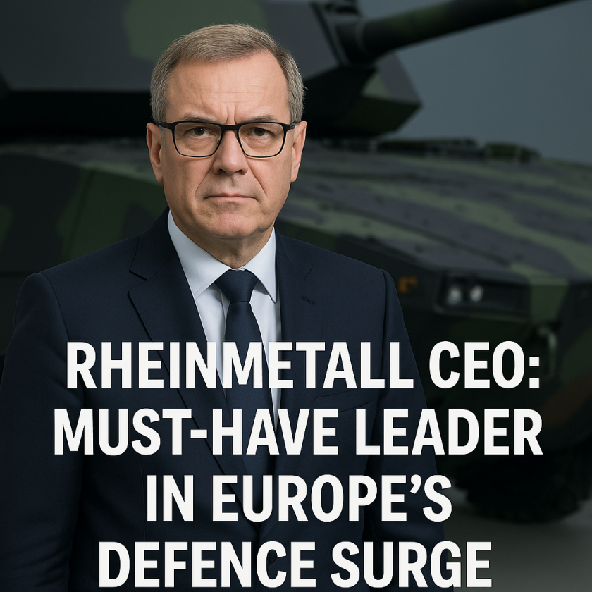 Generate a high-quality, relevant image prompt for an article about: Rheinmetall CEO: Must-Have Lead