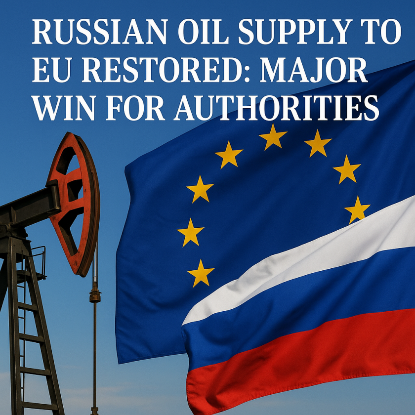 Generate a high-quality, relevant image prompt for an article about: Russian Oil Supply to EU Restor