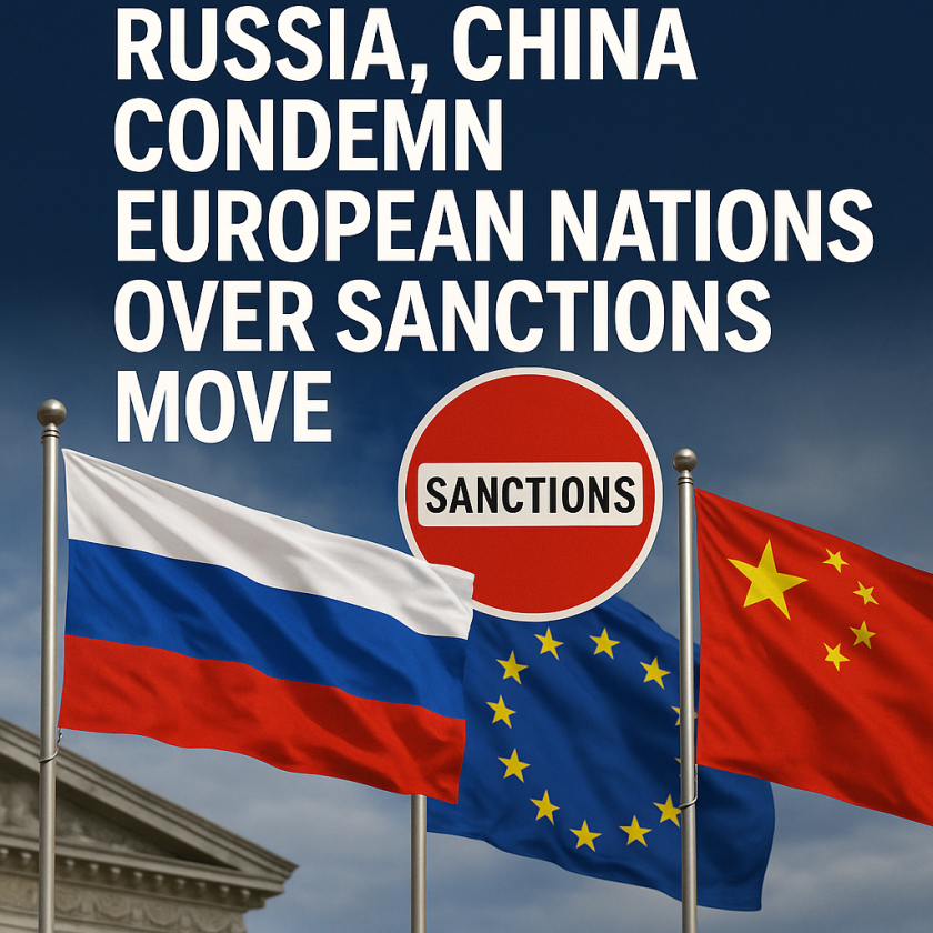Generate a high-quality, relevant image prompt for an article about: Russia, China Condemn European