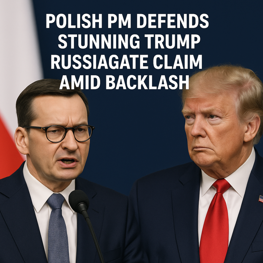 Generate a high-quality, relevant image prompt for an article about: Polish PM Defends Stunning Trum