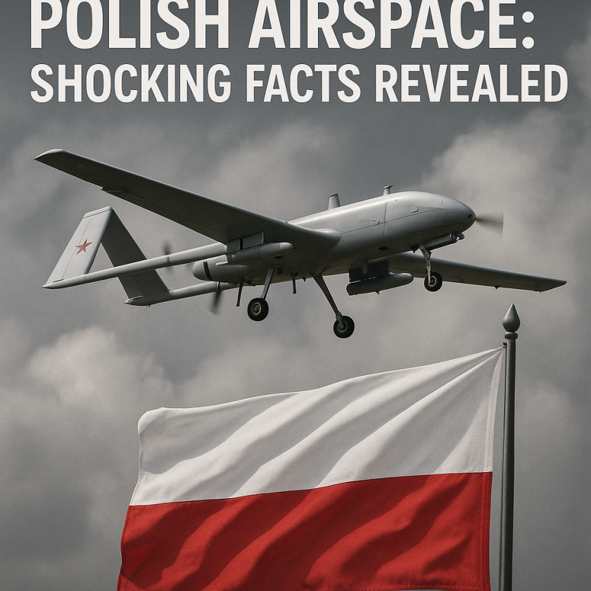 Generate a high-quality, relevant image prompt for an article about: Russian Drones in Polish Airspa