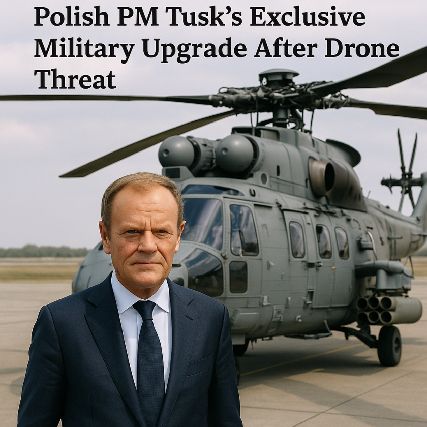 Generate a high-quality, relevant image prompt for an article about: Polish PM Tusk’s Exclusive Mili