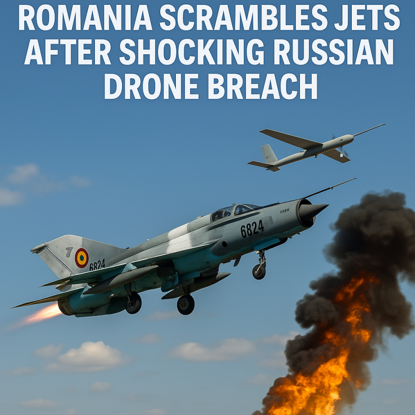 Generate a high-quality, relevant image prompt for an article about: Romania Scrambles Jets After Sh