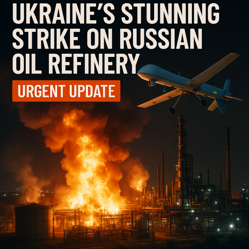 Generate a high-quality, relevant image prompt for an article about: Ukraine’s Stunning Strike on Ru