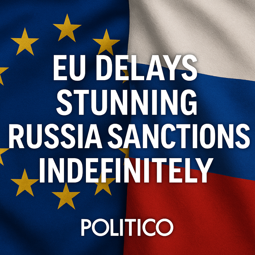 Generate a high-quality, relevant image prompt for an article about: EU Delays Stunning Russia Sanct