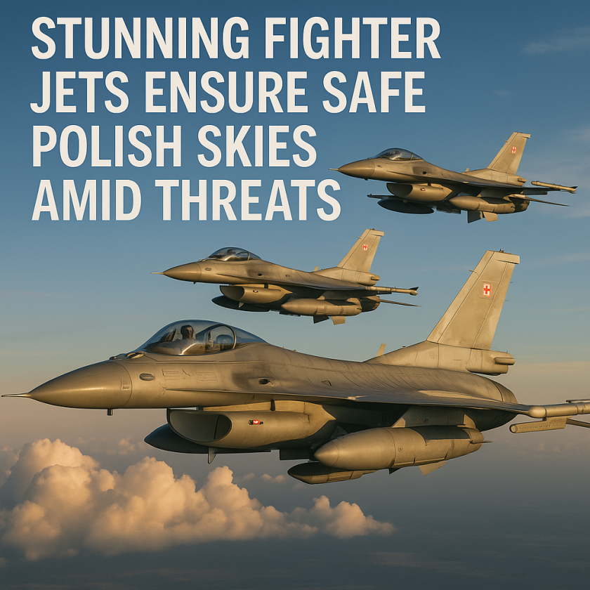 Generate a high-quality, relevant image prompt for an article about: Stunning Fighter Jets Ensure Sa