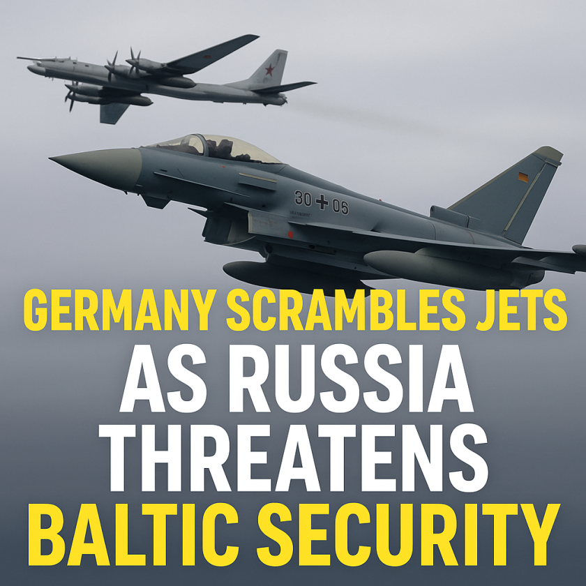 Generate a high-quality, relevant image prompt for an article about: Germany Scrambles Jets as Russi