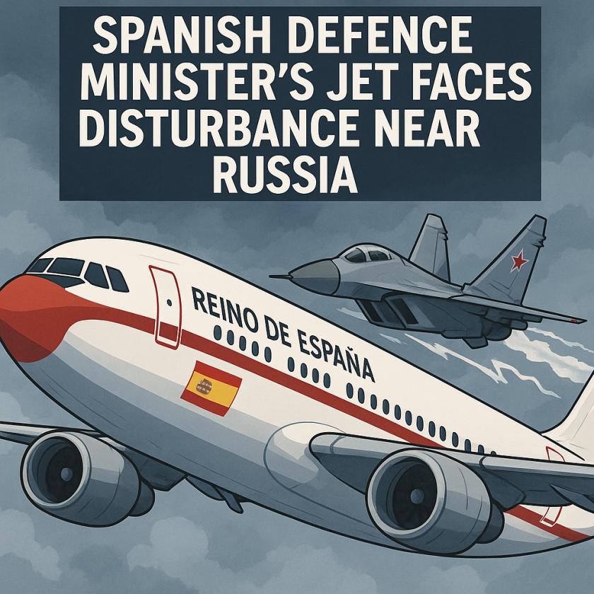 Generate a high-quality, relevant image prompt for an article about: Spanish Defence Minister’s Jet