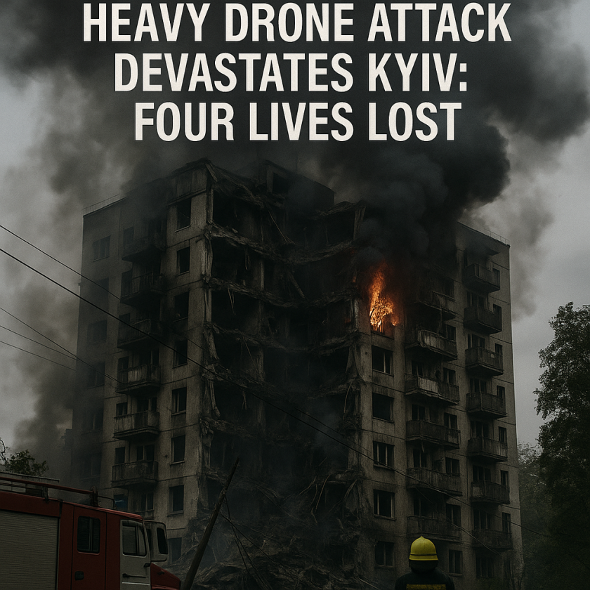 Generate a high-quality, relevant image prompt for an article about: Heavy Drone Attack Devastates K