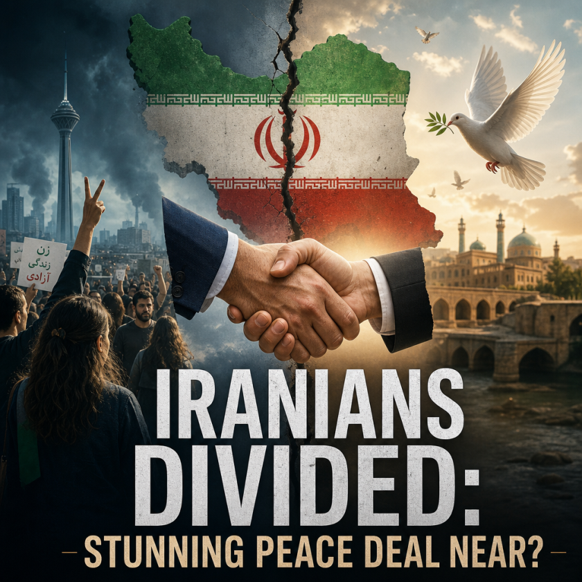 Illustration of Iranians Divided: Stunning Peace Deal Near?