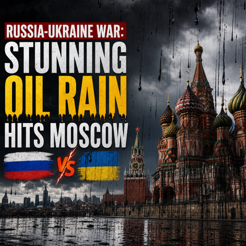 Illustration of Russia-Ukraine War: Stunning Oil Rain Hits Moscow