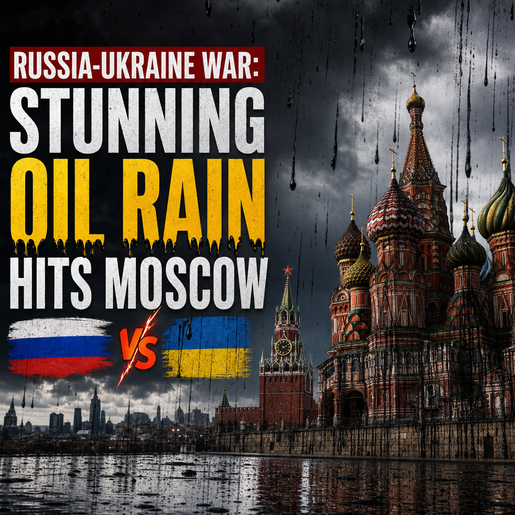 Illustration of Russia-Ukraine War: Stunning Oil Rain Hits Moscow