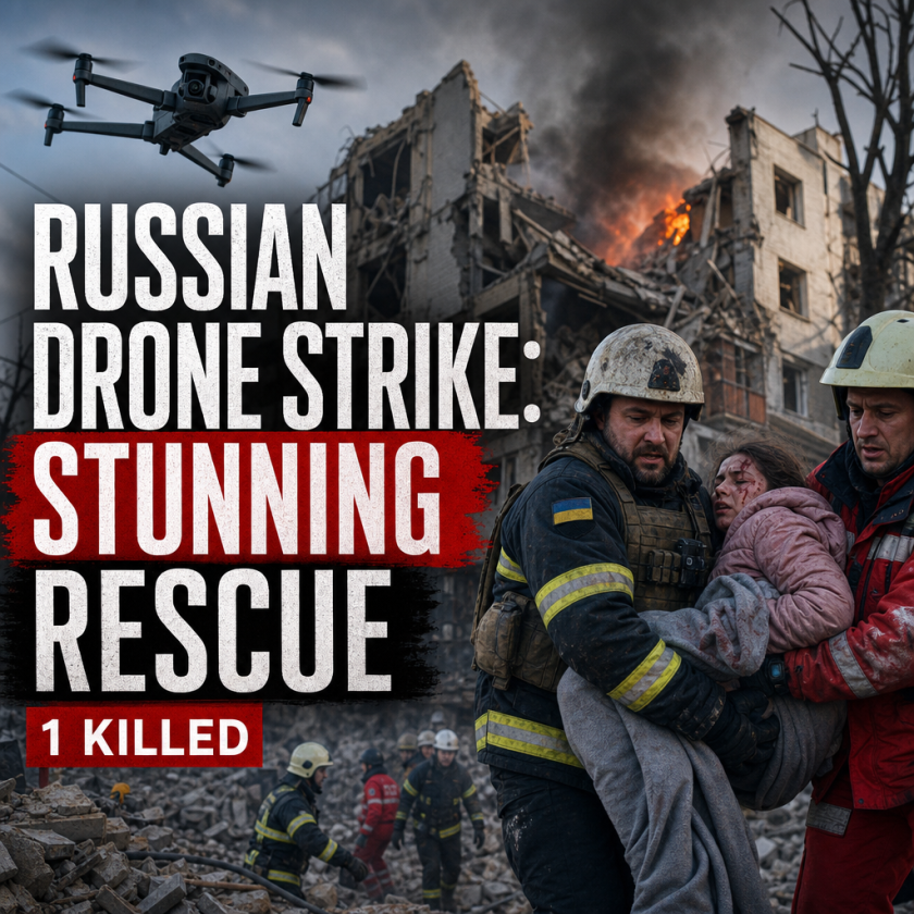 Illustration of Russian Drone Strike: Stunning Rescue, 1 Killed