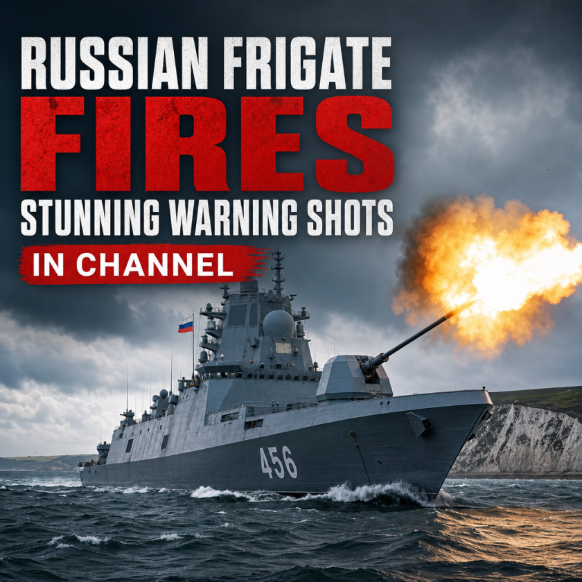 Illustration of Russian Frigate Fires Stunning Warning Shots in Channel